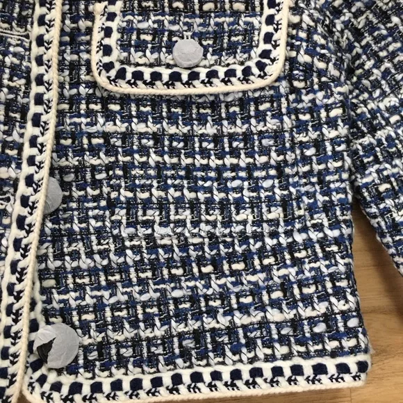 NWT Christian Lacroix Blue Cropped Tweed Jacket